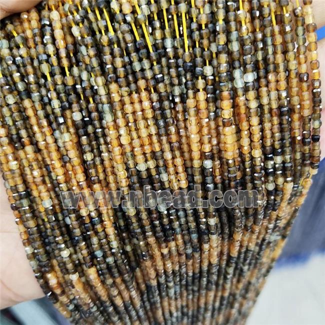 Multicolor Tourmaline Seed Beads Faceted Cube
