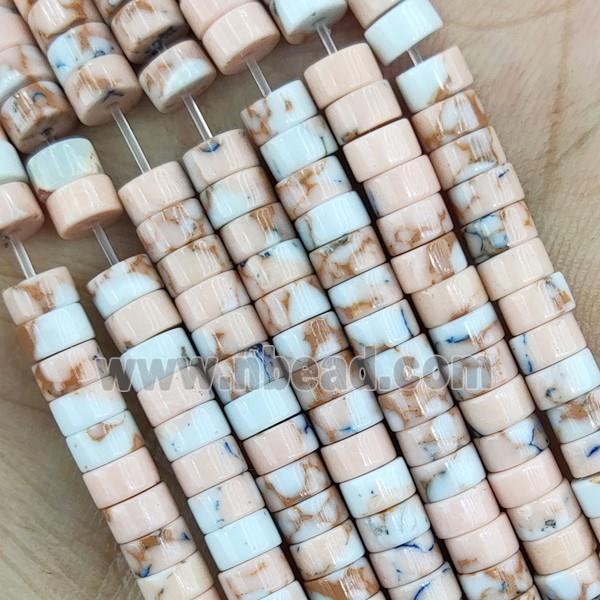 Synthetic Pink Plum Blossom Jasper Heishi Beads