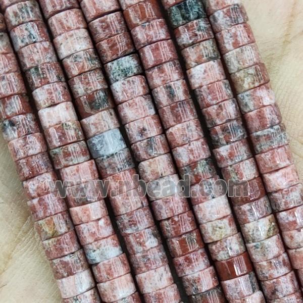 Pink Plum Blossom Jasper Heishi Beads