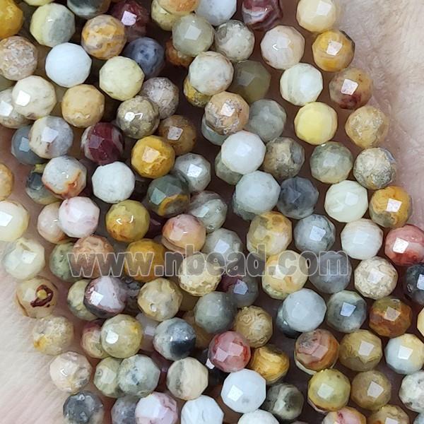 Natural Yellow Crazy Agate Beads Faceted Round