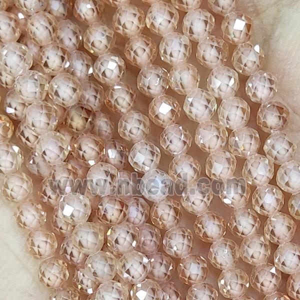 Champagne Cubic Zircon Beads Faceted Round