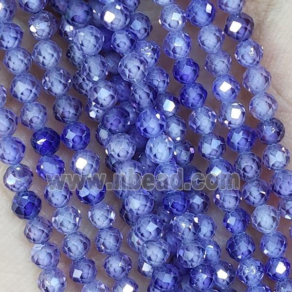 Purple Cubic Zircon Beads Faceted Round