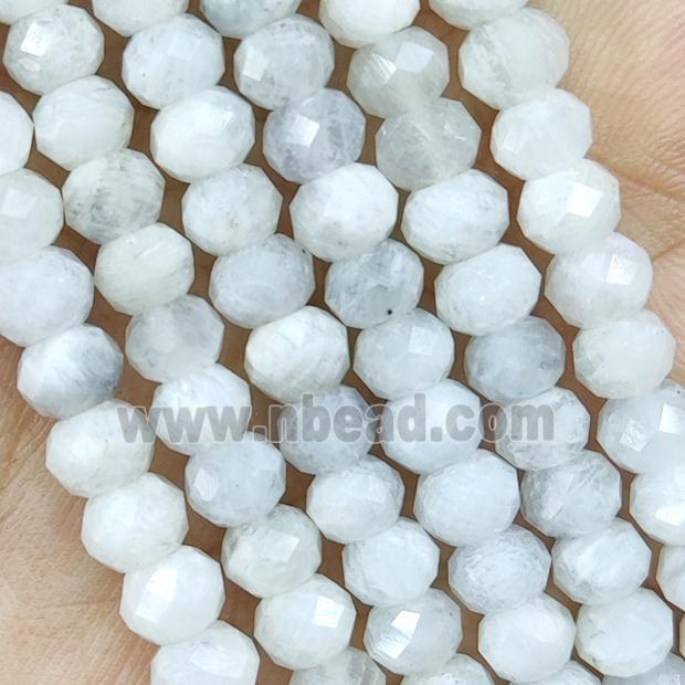 White Moonstone Beads Faceted Rondelle