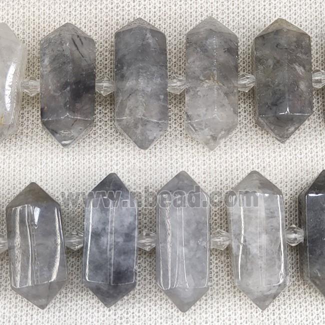 Gray Cloudy Quartz Bullet Beads