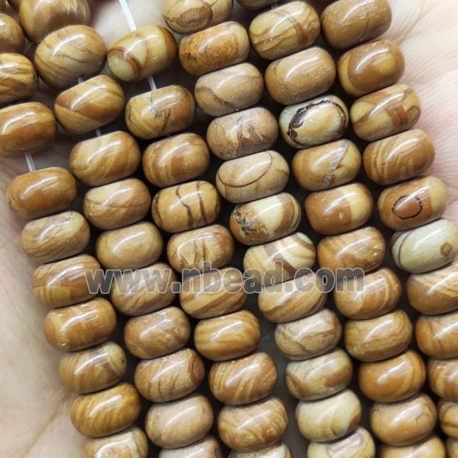 Brown Wood Lace Jasper Beads Smooth Rondelle