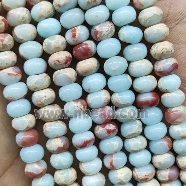 Blue Synthetic Snakeskin Jasper Beads Smooth Rondelle