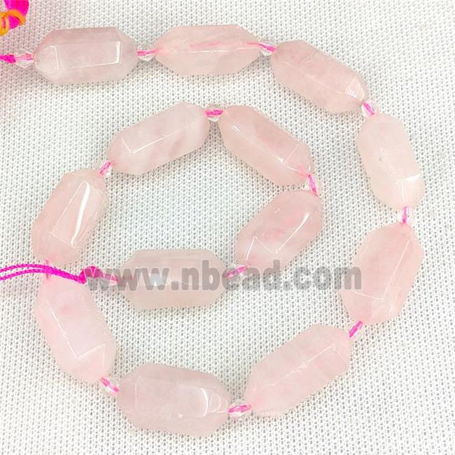 Pink Rose Quartz Prism Beads