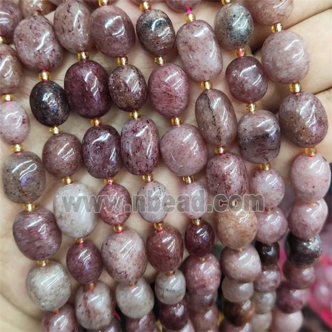 Pink Strawberry Quartz Nugget Beads Freeform Polished