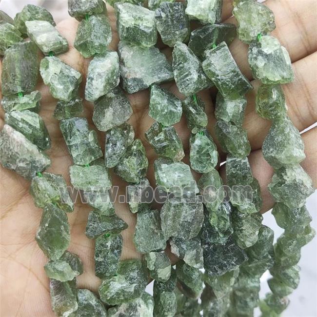 Green Peridot Nugget Beads Freeform Rough