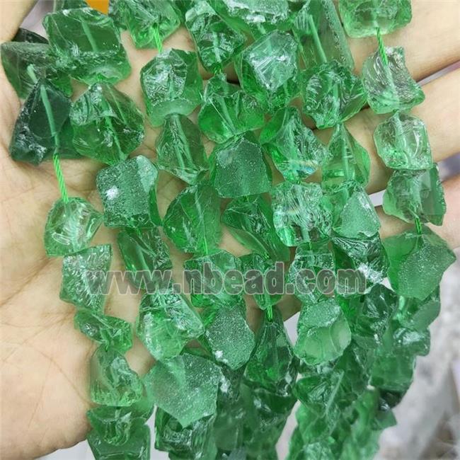 Green Glass Beads Freeform Rough