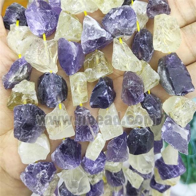 Lemon Quartz And Amethyst Nugget Beads Freeform Rough