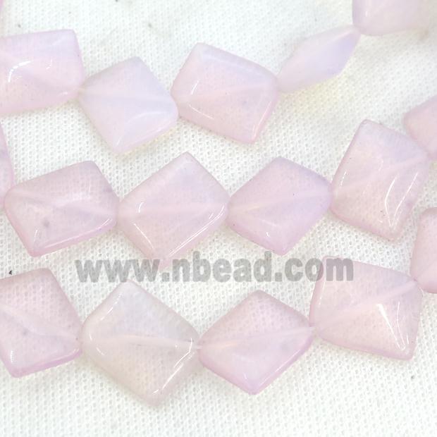 Pink Opalite Square Beads Corner-Drilled