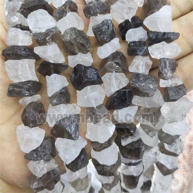 Clear Quartz And Smoky Quartz Nugget Beads Freeform Rough