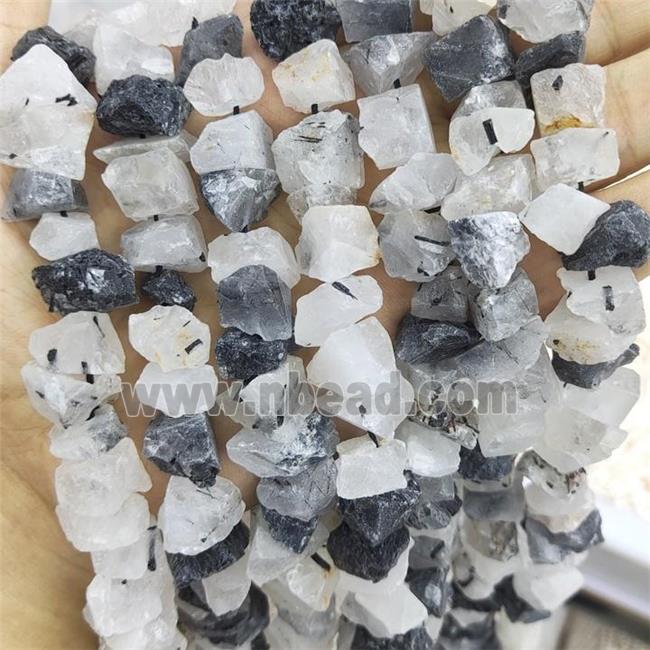 Black Rutilated Quartz Nugget Beads Freeform Rough