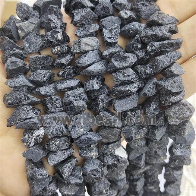 Black Tourmaline Nugget Beads Freeform Rough