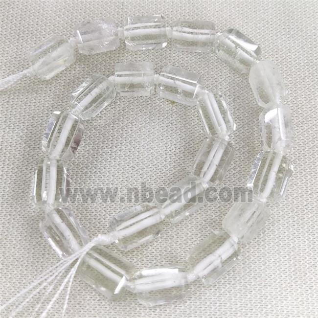 Clear Quartz Column Beads Faceted