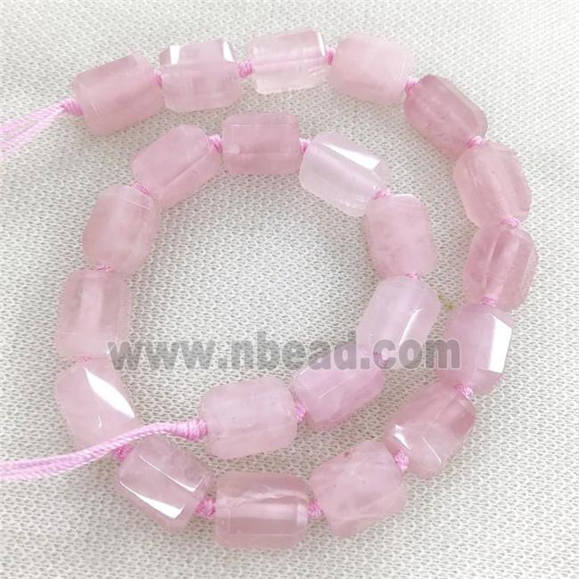 Madagascar Rose Quartz Column Beads Pink Faceted