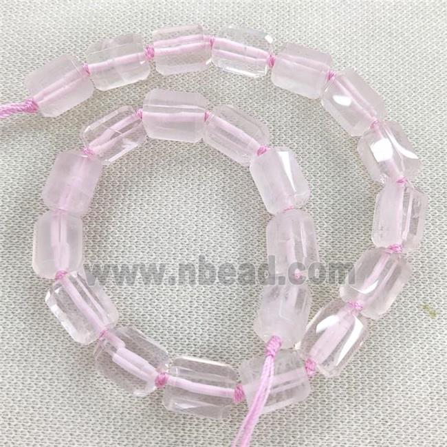 Pink Rose Quartz Column Beads Faceted