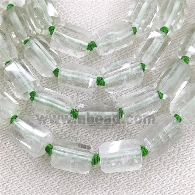 Natural Green Quartz Column Beads Faceted