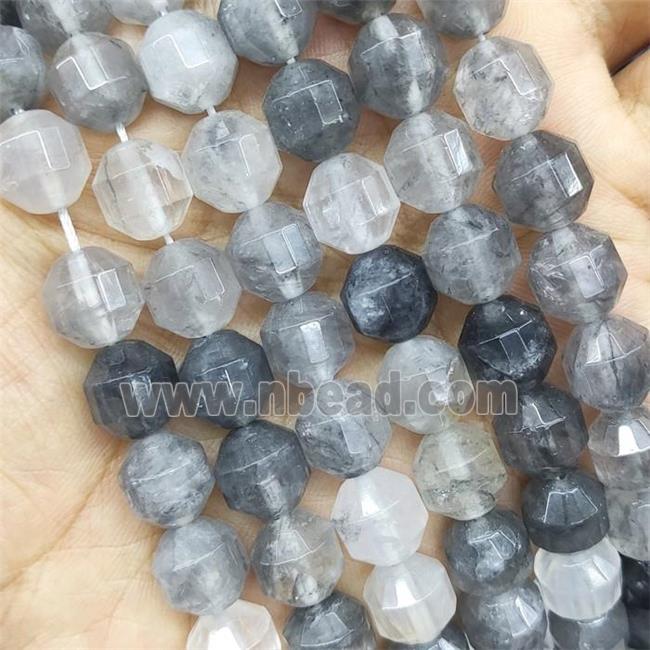 Gray Cloudy Quartz Prism Beads