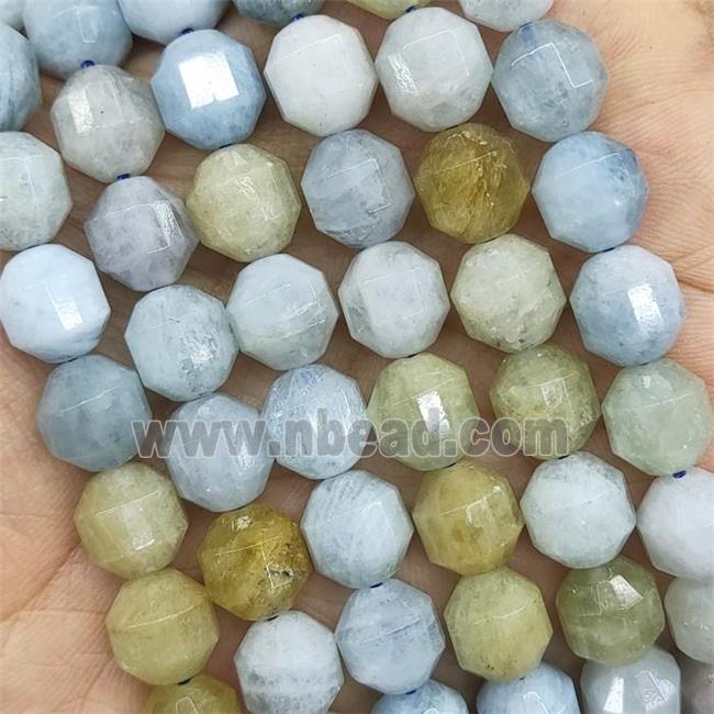 Natural Aquamarine Prism Beads Multicolor