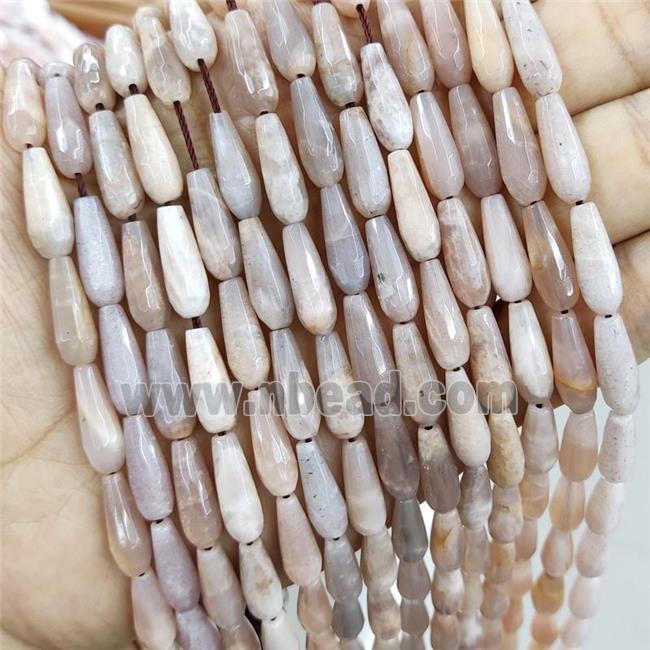 Peach Moonstone Beads Faceted Teardrop