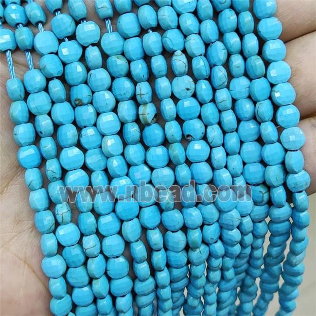 Blue Turquoise Beads Faceted Coin Dye