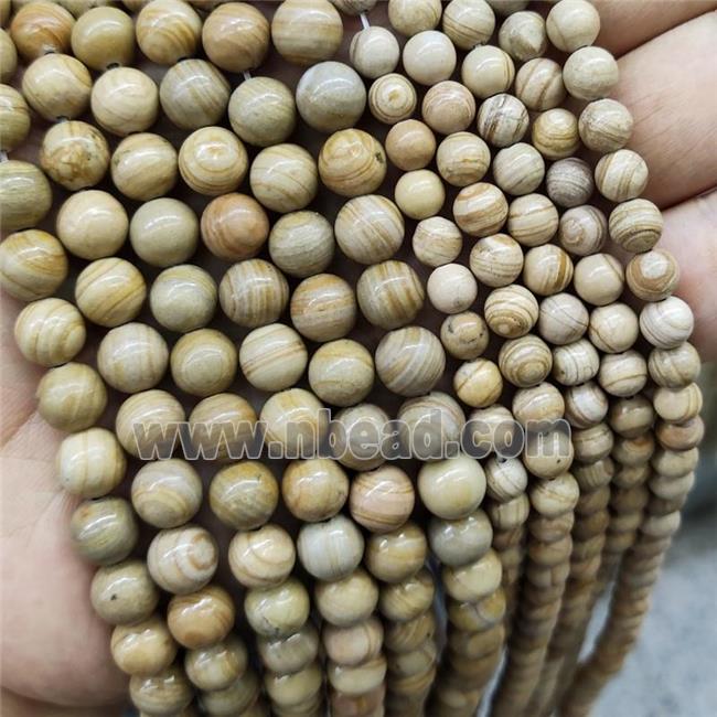 Yellow Wood Lace Jasper Beads Smooth Round Dye