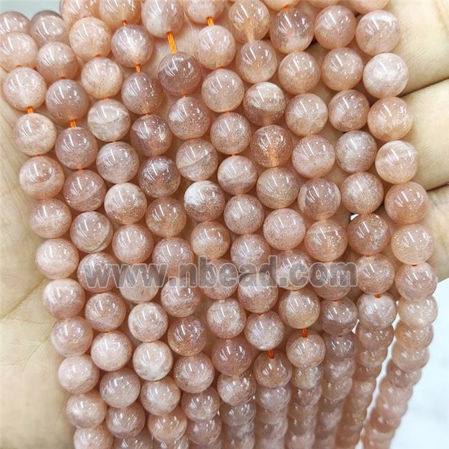 Gold Sunstone Beads Peach Smooth Round