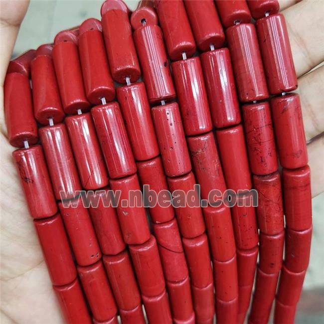 Natural Red Jasper Tube Beads