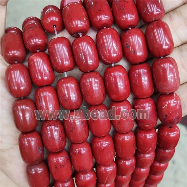 Natural Red Jasper Barrel Beads