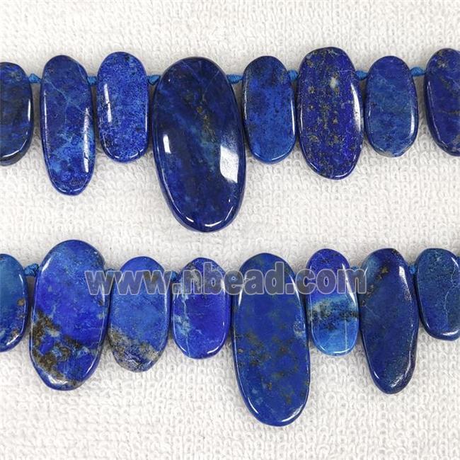 Natural Lapis Lazuli Oval Beads Graduated Topdrilled Blue