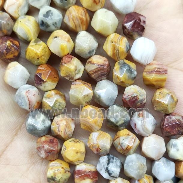 Yellow Crazy Agate Beads Starcut Round