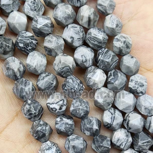 Gray Map Jasper Beads Cut Round