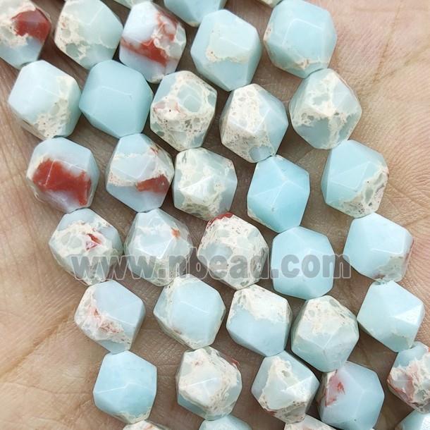 Synthetic Snakeskin Jasper Beads Blue Starcut Round