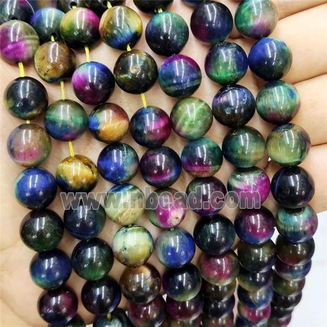 Tiger Eye Stone Beads Multicolor Round Smooth