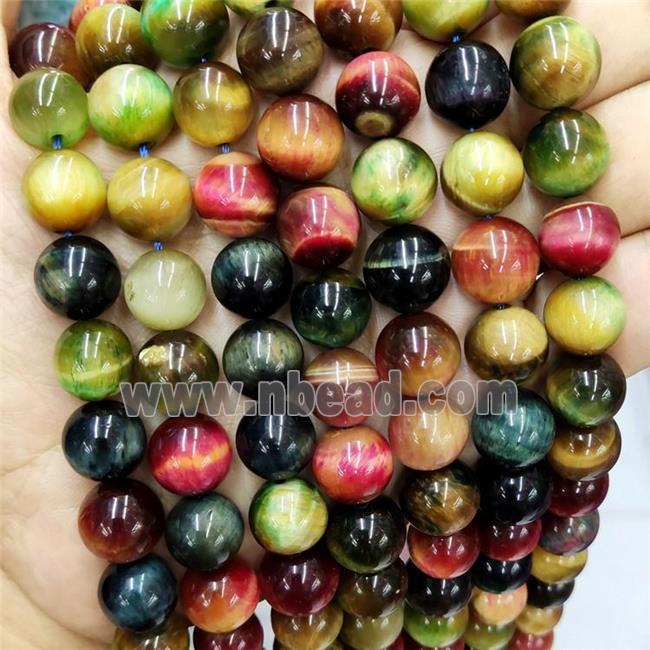 Tiger Eye Stone Beads Multicolor Round Smooth