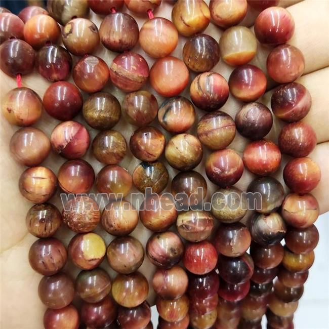 Peach Tiger Eye Stone Beads Round Smooth