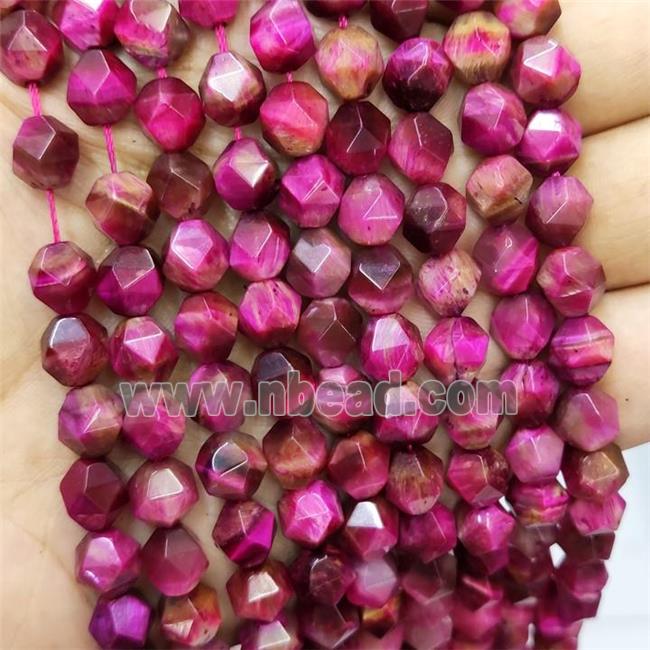 Hotpink Tiger Eye Stone Beads Round Cut