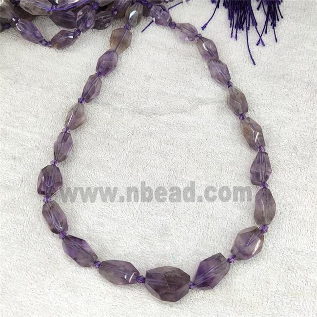 Purple Amethyst Nugget Beads Graduated Freeform Faceted