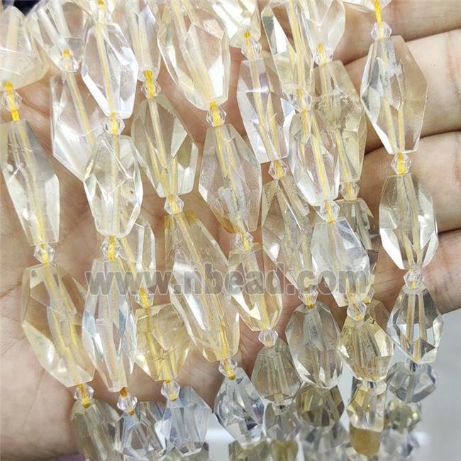 Lemon Quartz Nugget Beads Graduated Faceted Freeform