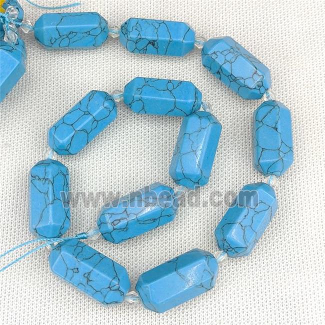 Blue Synthetic Turquoise Prism Bullet Beads