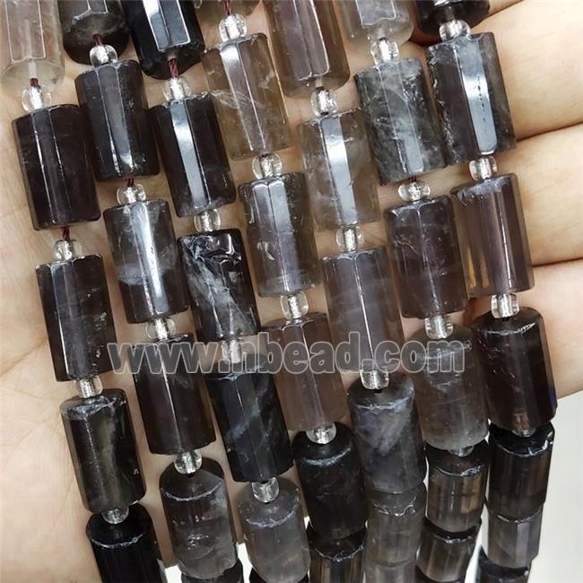 Smoky Quartz Beads Faceted Tube