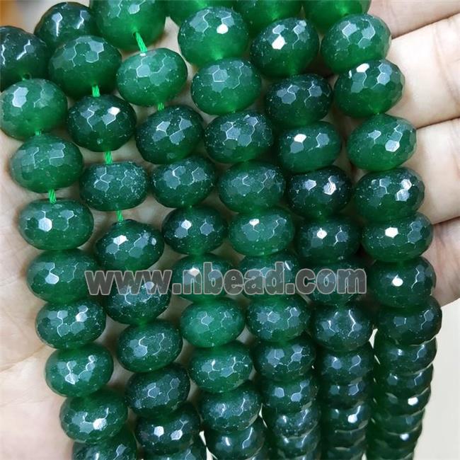 Green Jade Beads Faceted Rondelle Dye