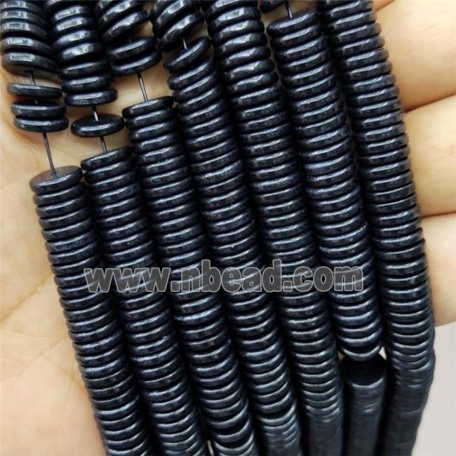 Oxidative Agate Heishi Spacer Beads Black