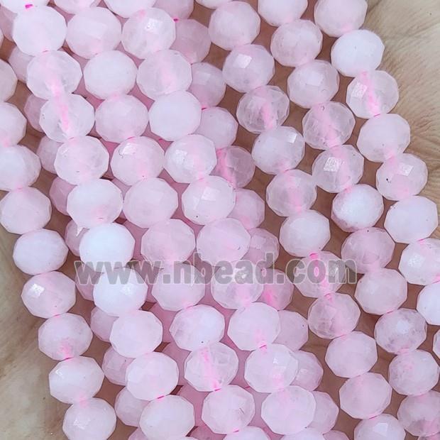 Natural Pink Rose Quartz Beads Faceted Rondelle