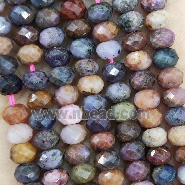 Natural Corundum Beads Multicolor Faceted Rondelle