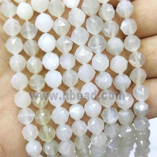 Natural Moonstone Beads Graywhite Cut Round