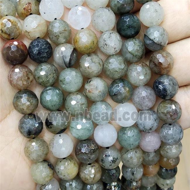 Green Chlorite Quartz Beads C-Grade Faceted Round