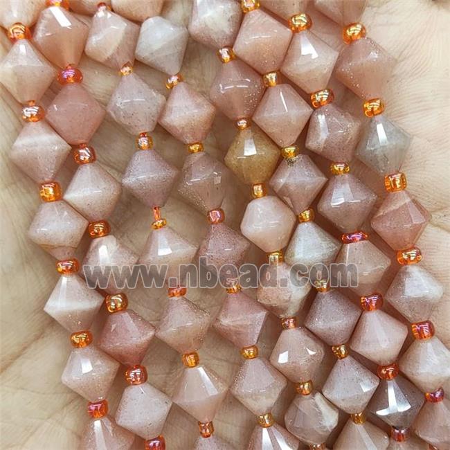 Natural Peach Moonstone Beads Bicone